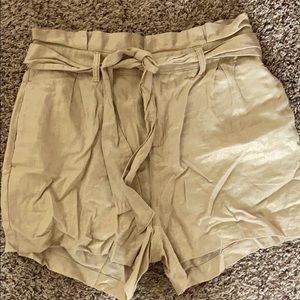 Gold high waisted shorts with tie